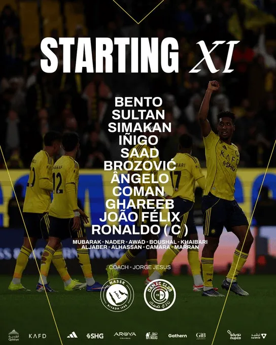 开云服务-达马克vs利雅得胜利首发：C罗领衔，菲利克斯、科曼出战